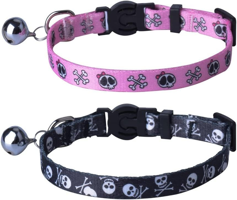 Cute & Stylish Breakaway Cat Collars! πΎπ 2-pack in Pink & Black Skull Design, Perfect for Your Fashionable Feline! ππ±