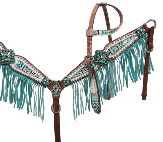Showman "Arctic Aztec" Headstall and breast collar set 13275