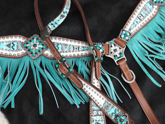 Showman "Arctic Aztec" Headstall and breast collar set 13275