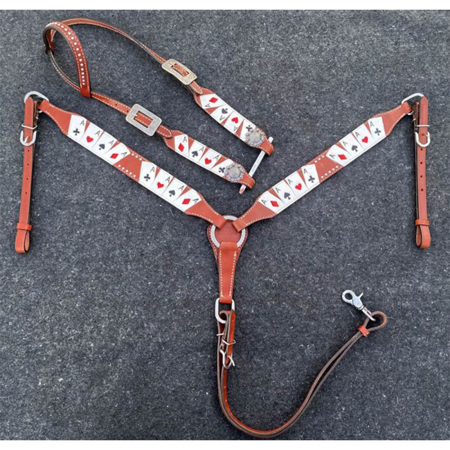 Showman "Four of A Kind" Painted One Ear Headstall and Breastcollar Set 14637