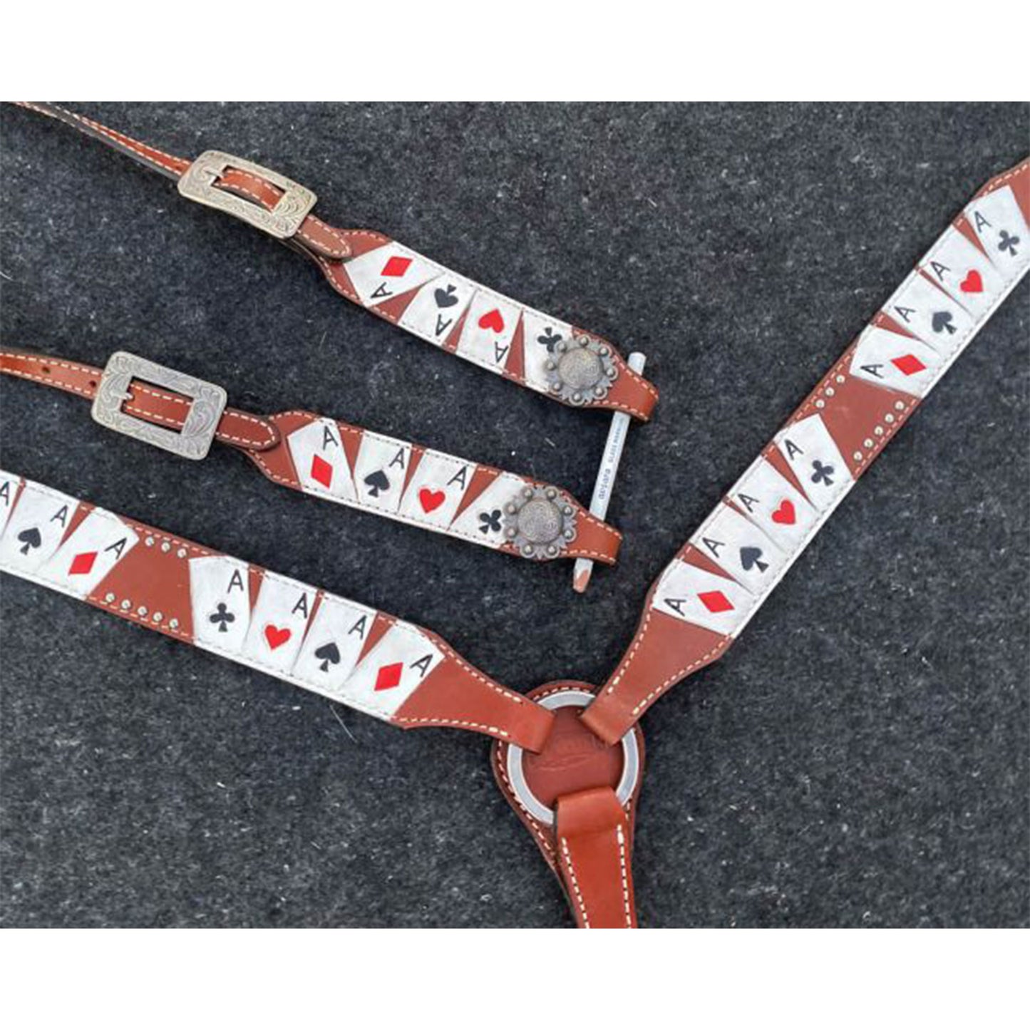 Showman "Four of A Kind" Painted One Ear Headstall and Breastcollar Set 14637