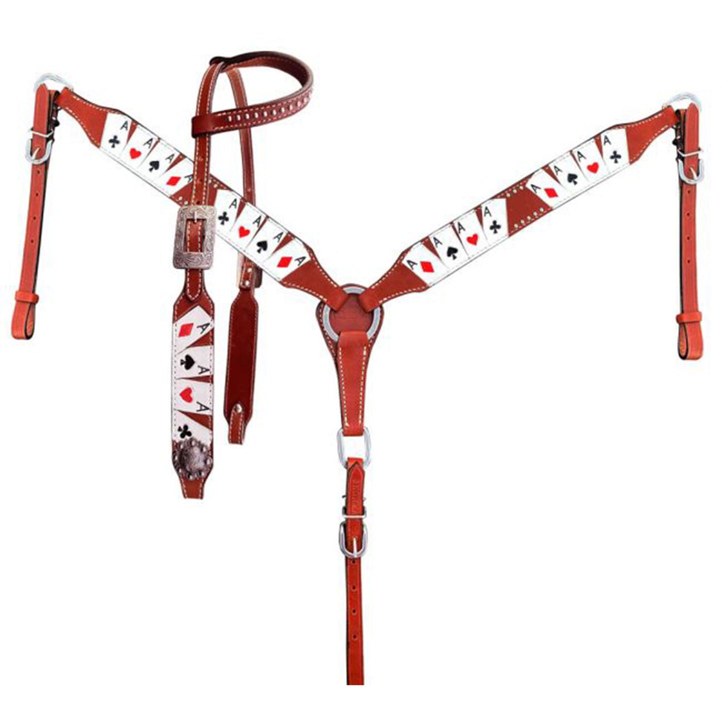 Showman "Four of A Kind" Painted One Ear Headstall and Breastcollar Set 14637