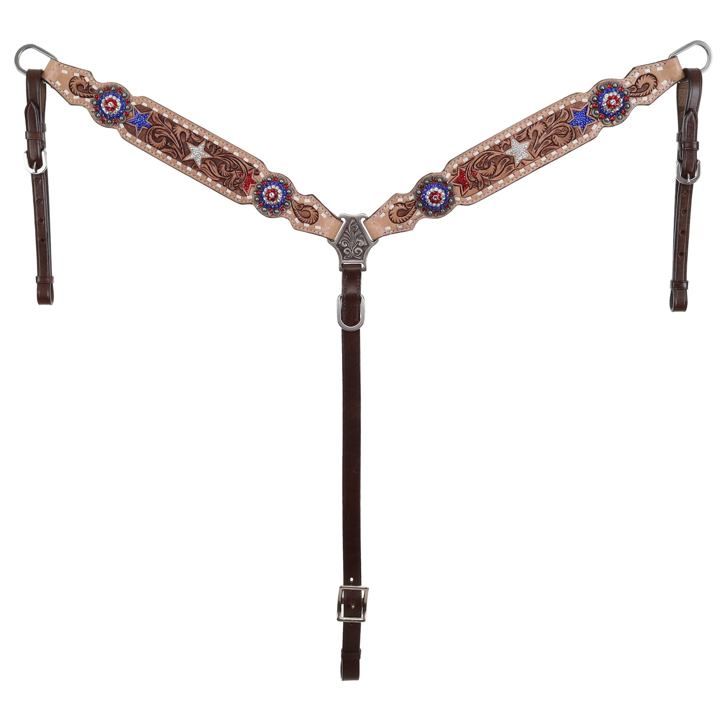Showman Western Patriot One Ear Headstall and Breastcollar Set 14991