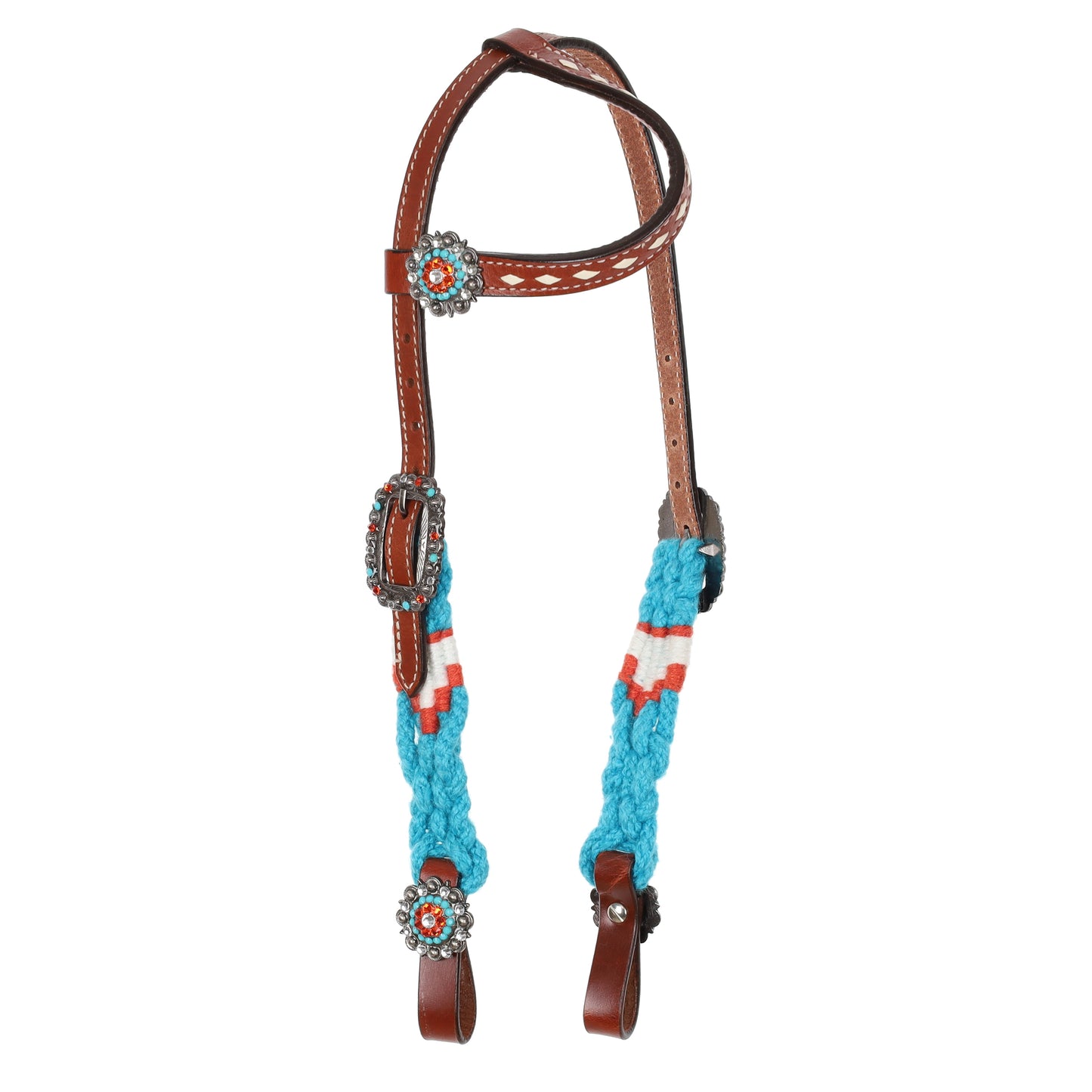 Showman Citrus Sea Mohair One Ear Headstall and Breastcollar Set 15056