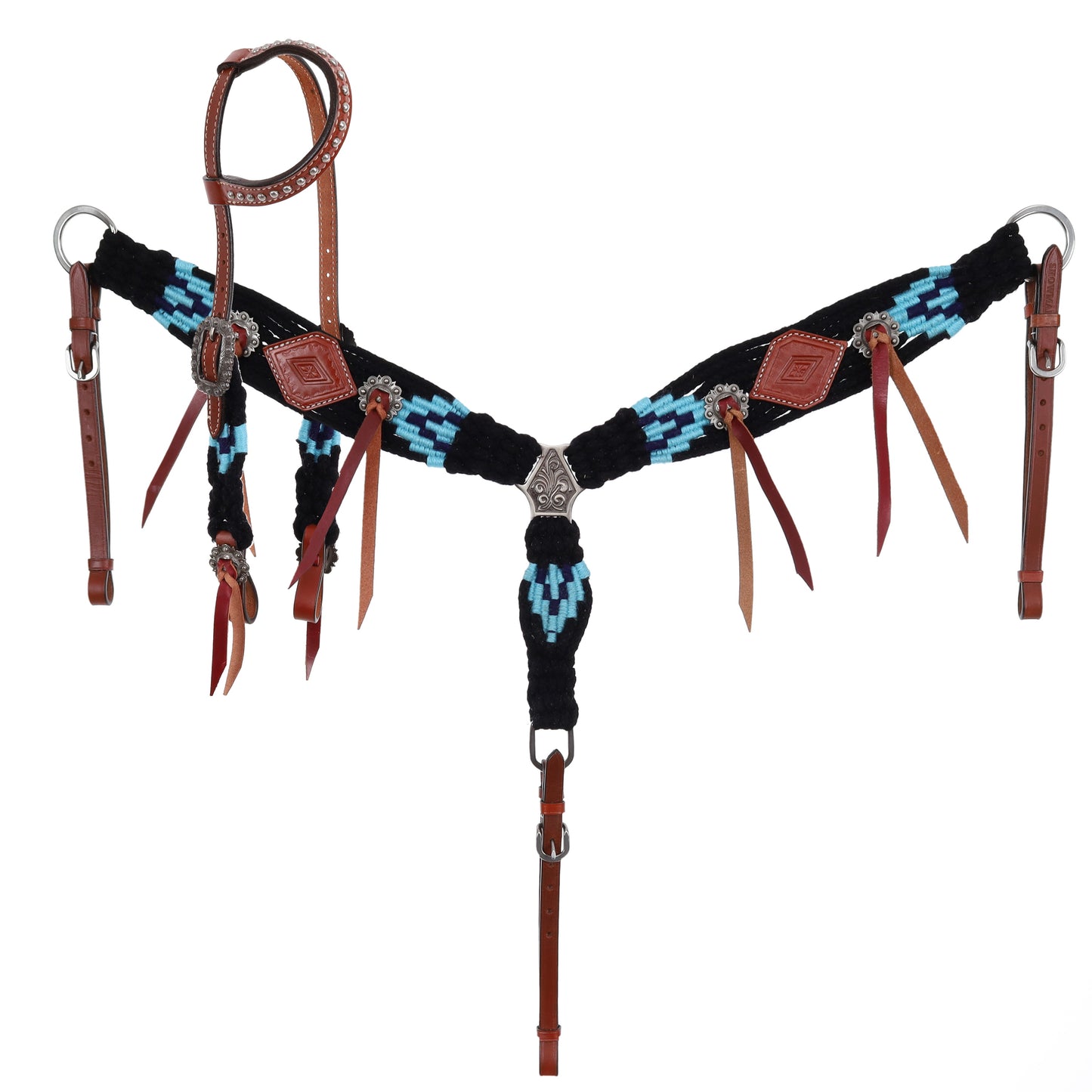 Showman Twilight Blue Mohair One Ear Headstall and Breastcollar Set 15063