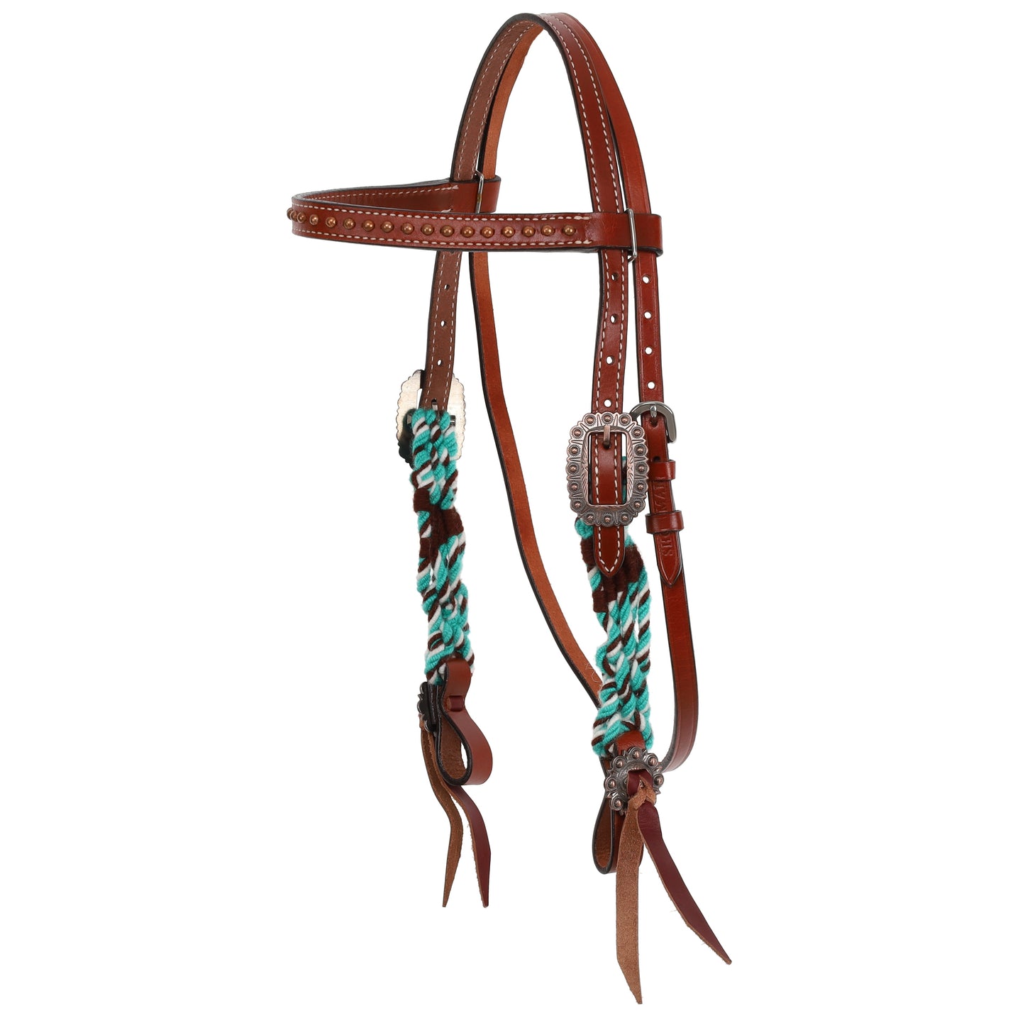 Showman Cobalt Horns Mohair Browband Headstall and Breastcollar Set 15100