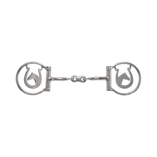 Showman Horseshoe Haven Stainless Steel D-Ring Dogbone Snaffle Bit 1757
