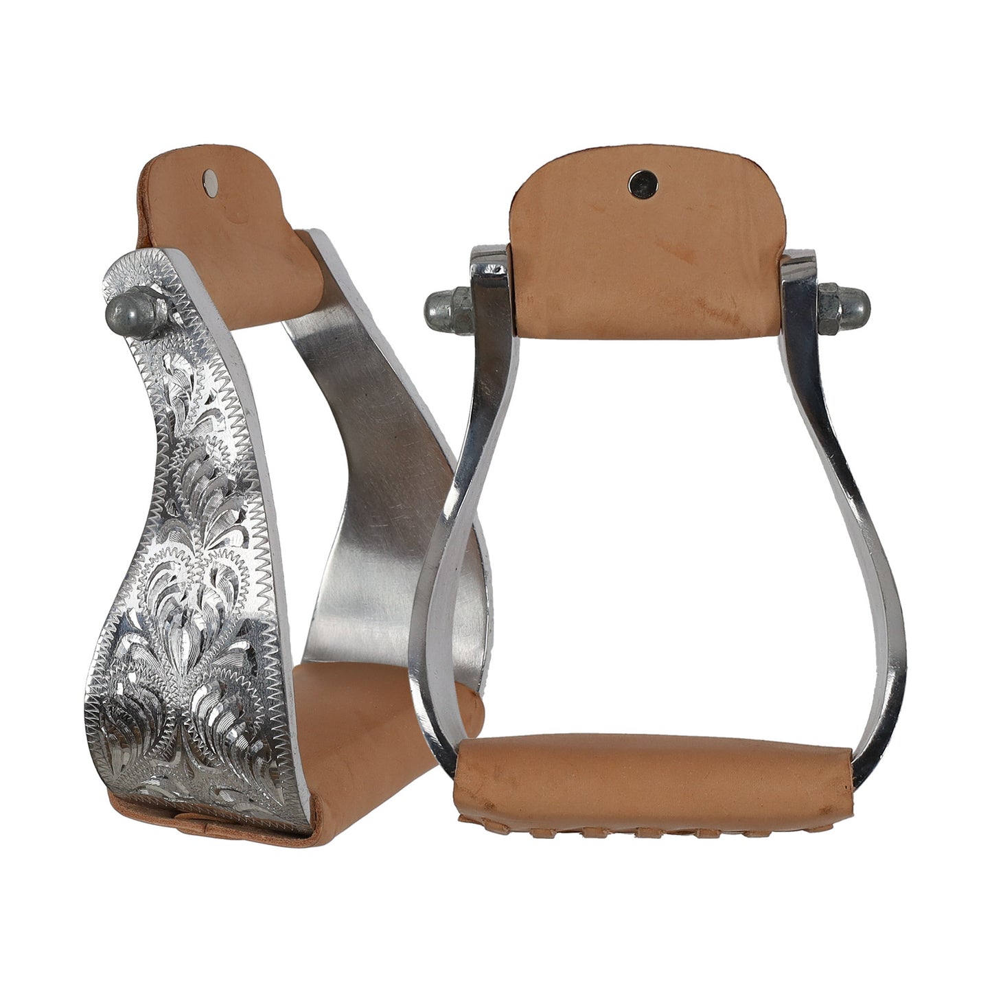 Showman Polished Aluminum Engraved Wide Stirrups 178843