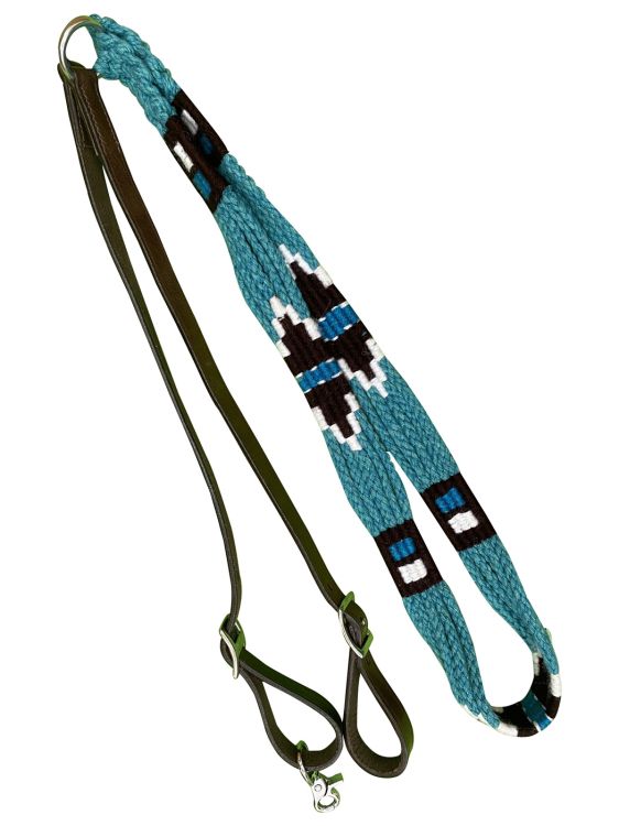 Showman Corded Leather Contest/Roping Rein with Buckles 19704