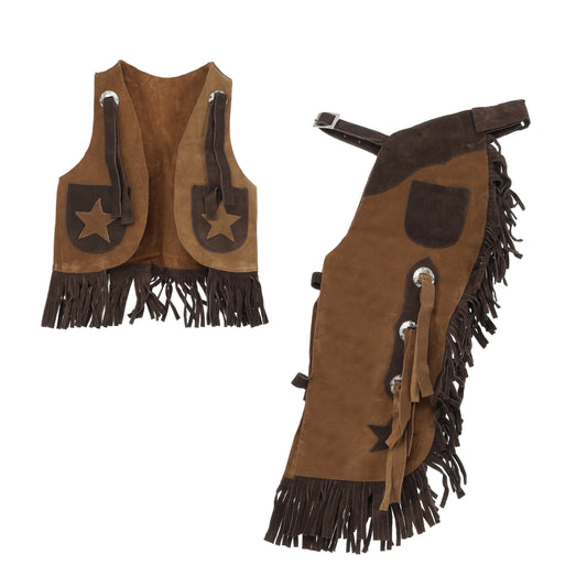 Showman Kid's Mustang Bay Chaps and Vest with Star Design 2442