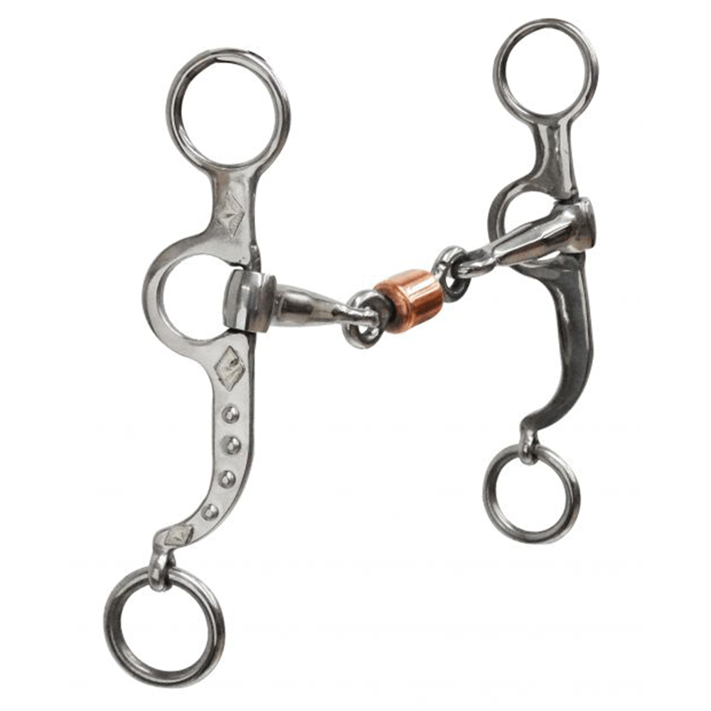 Showman Stainless steel Argentine snaffle bit with copper roller 255304
