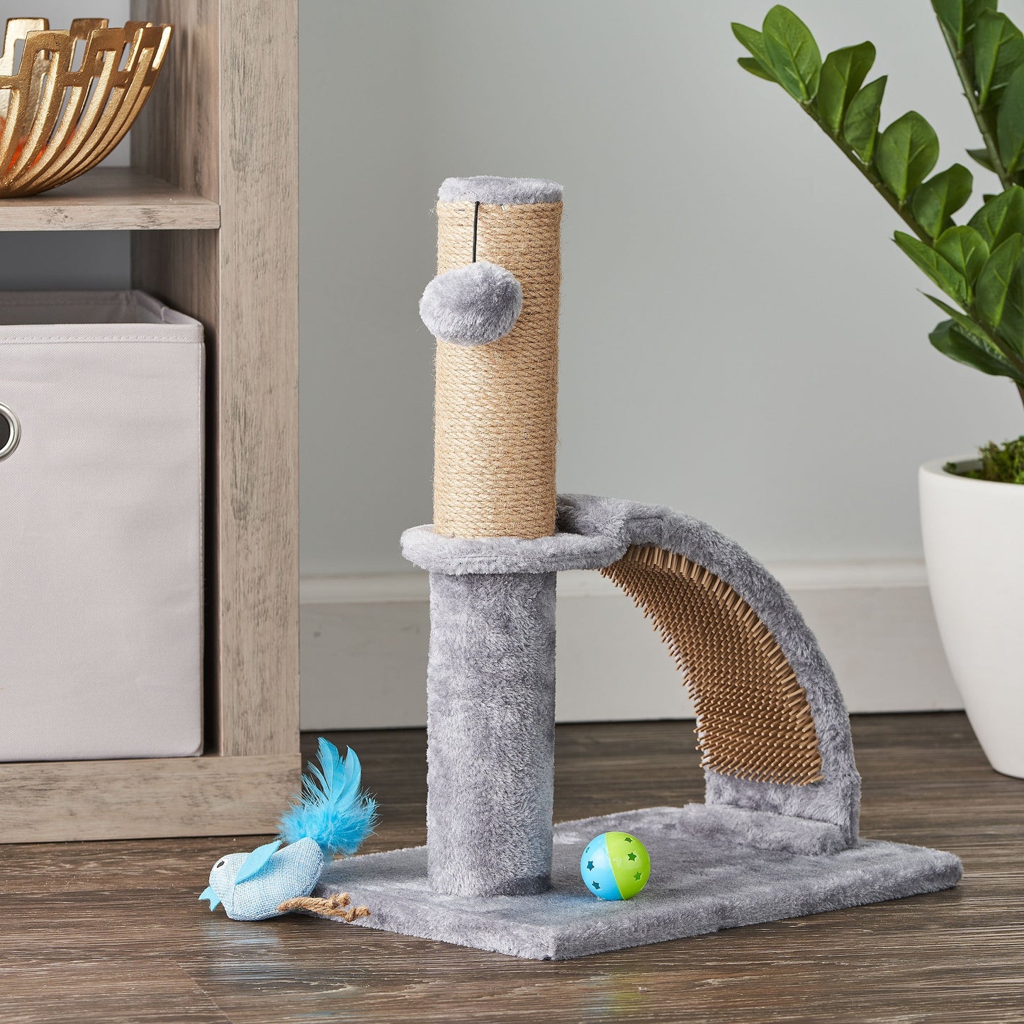 Upgrade your kitty's playtime with our 17" Deluxe Jute Cat Scratching Post & Arch Grooming Massager in stylish gray! πΎβ¨ Perfect for happy paws and a healthy coat!