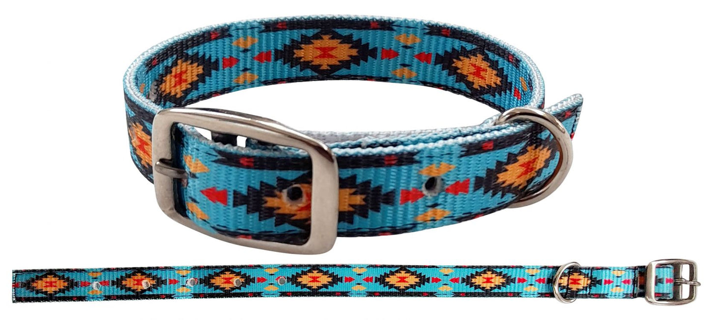 Showman Couture Teal Southwest designed nylon dog collar 27511