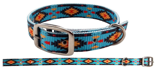 Showman Couture Teal Southwest designed nylon dog collar 27511