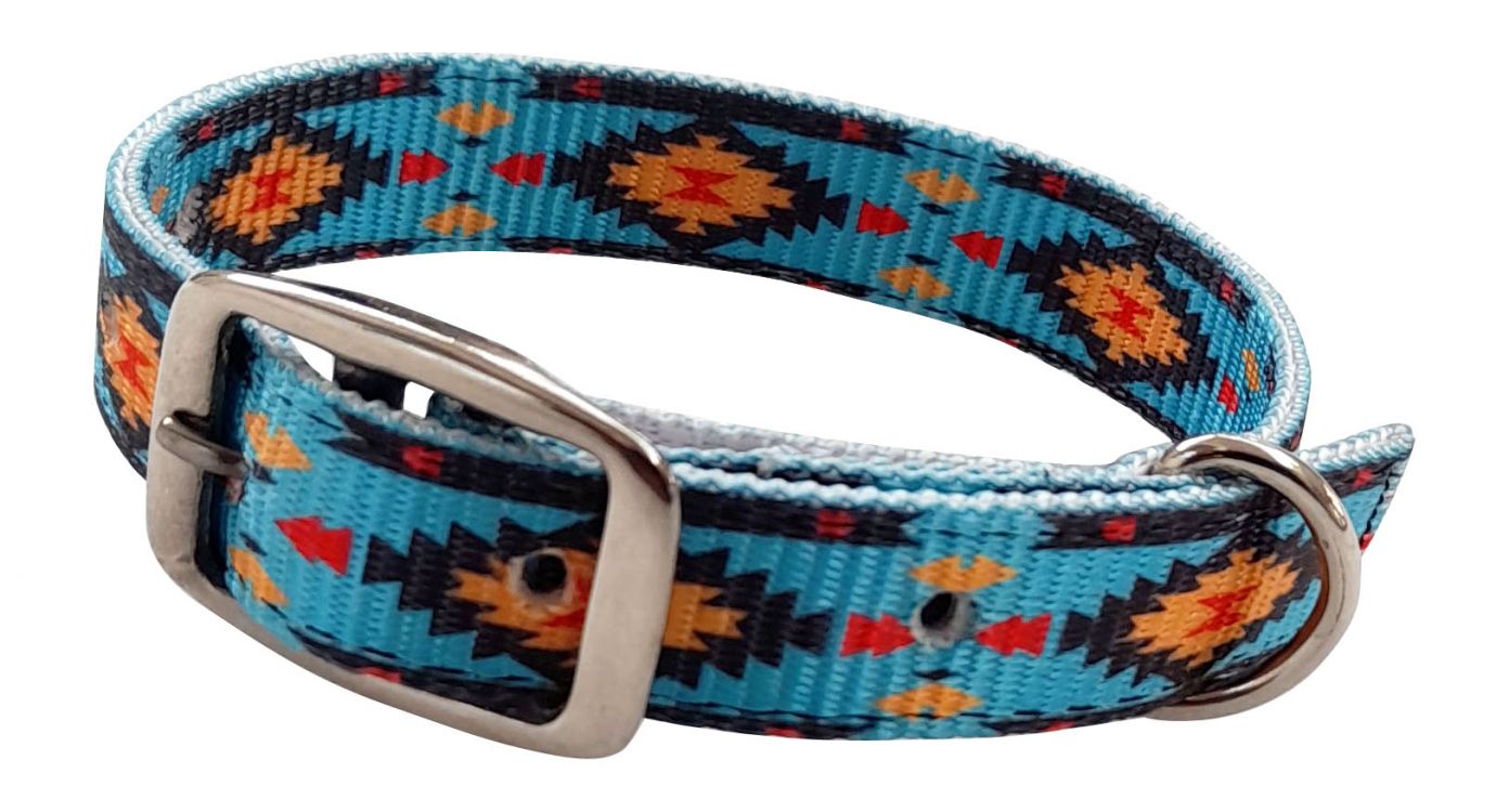 Showman Couture Teal Southwest designed nylon dog collar 27511