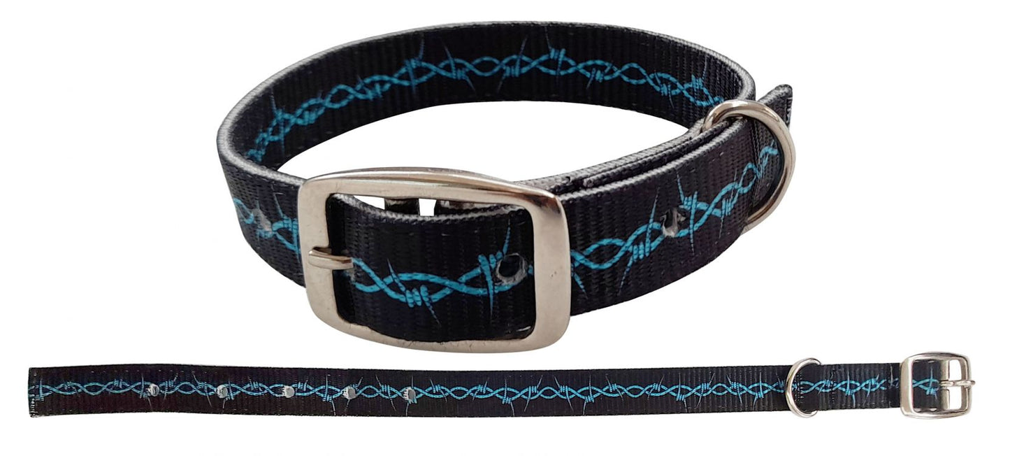 Showman Couture Black with Barbwire design nylon dog collar 27512