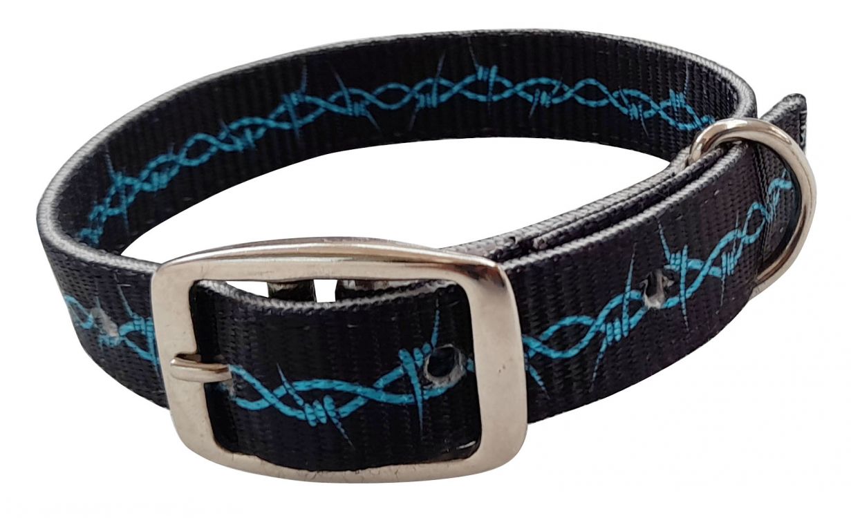 Showman Couture Black with Barbwire design nylon dog collar 27512