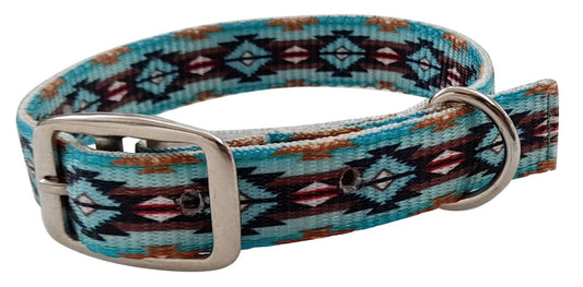 Showman Couture Teal and Brown Southwest designed nylon dog collar 27514