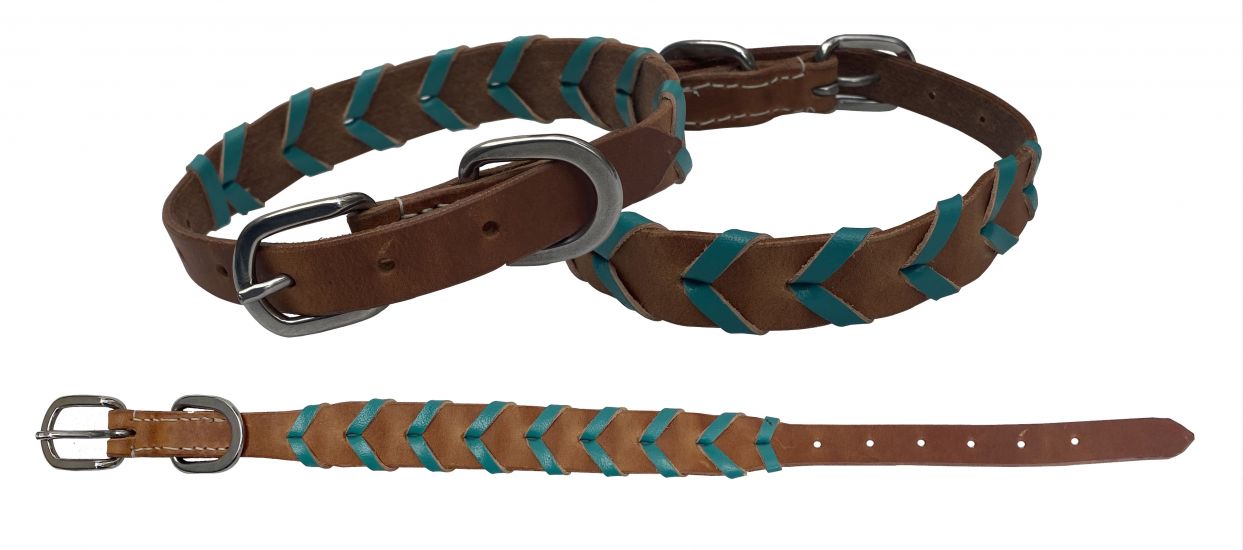 Showman Couture Genuine leather 1" dog collar with braided leather color accent 27520