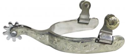 Showman Stainless Steel Engraved Silver Overlay Spur 285891