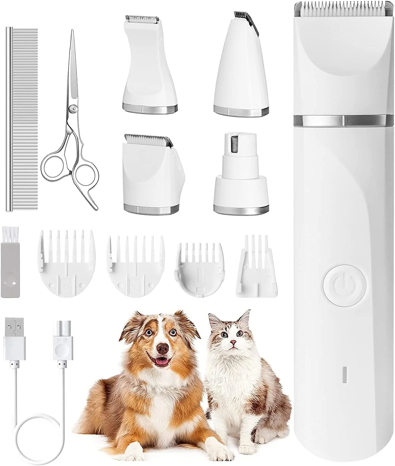 Groom Your Furry Friends Like a Pro! πΆβοΈ Rechargeable, Low Noise Dog Clippers with 4 Trimmer Heads for All Pets!