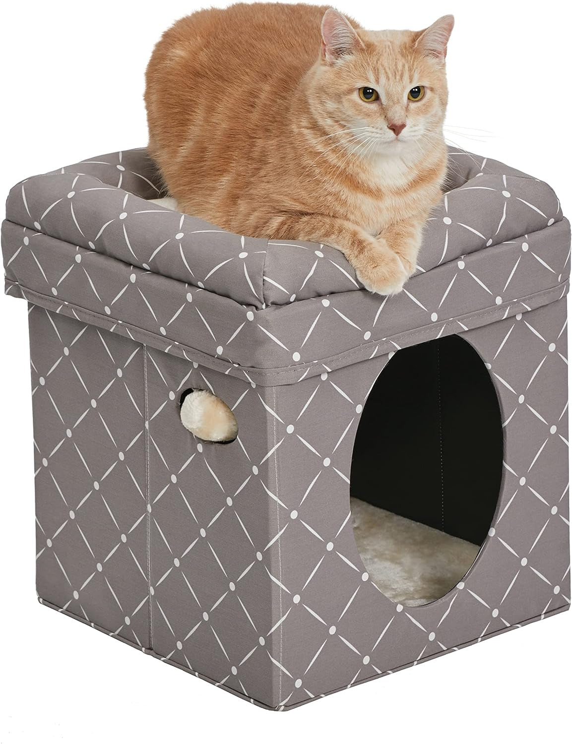 Cat Hous in Fashionable Mushroom Diamond Print