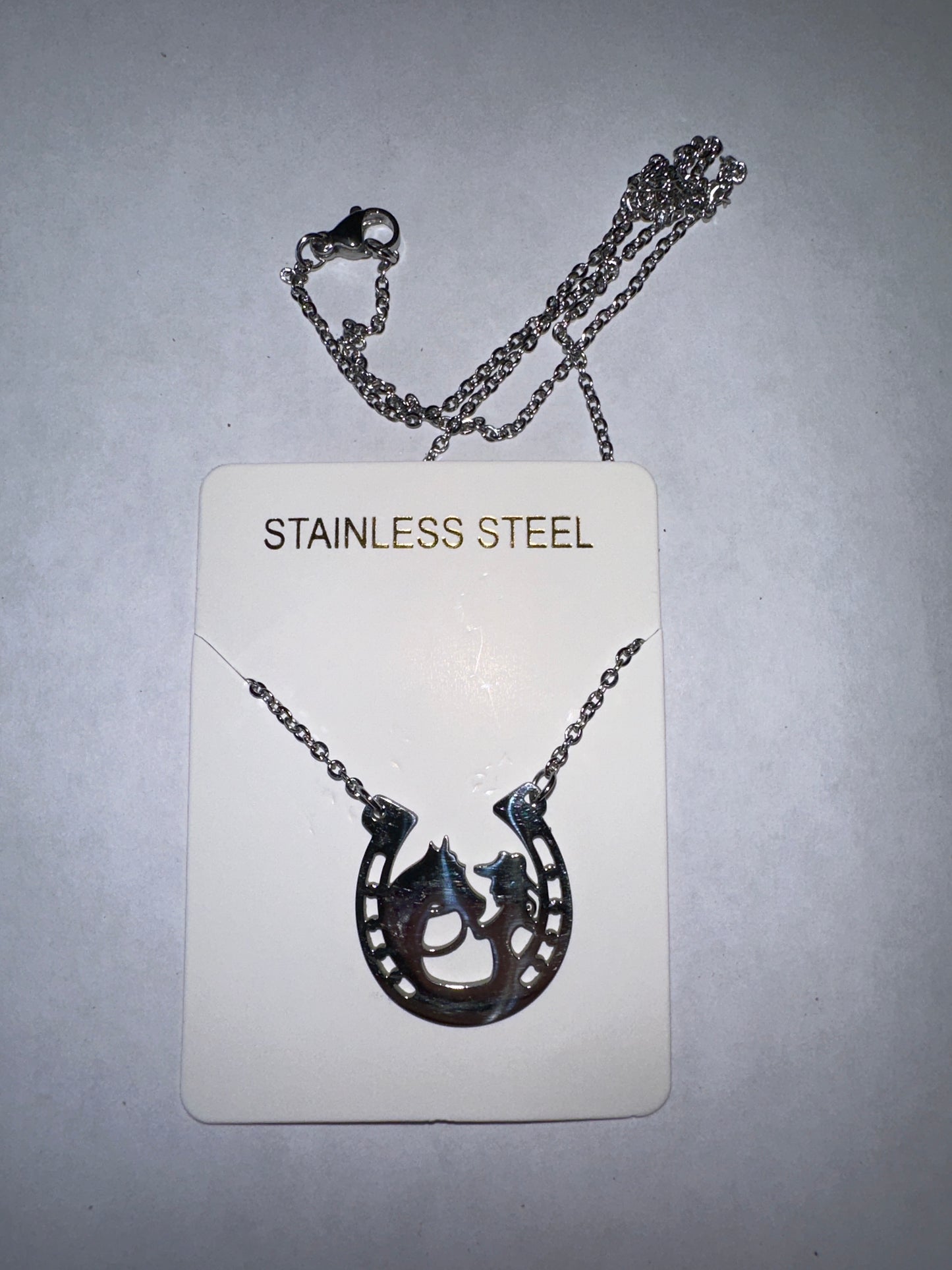 Horse Girl in a Horseshoe Necklace
