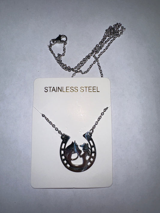 Horse Girl in a Horseshoe Necklace