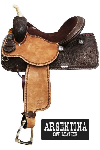 15", 16" Showman Argentina Cow Leather Barrel Racing Saddle 6532
