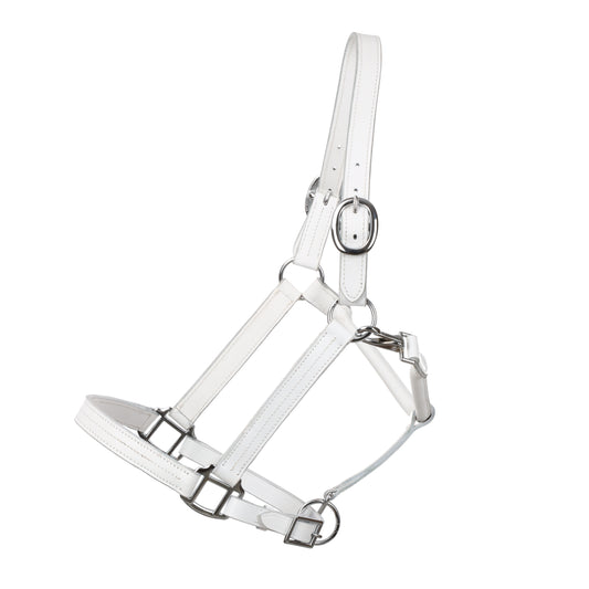 White Average Horse Size Leather Halter 6622