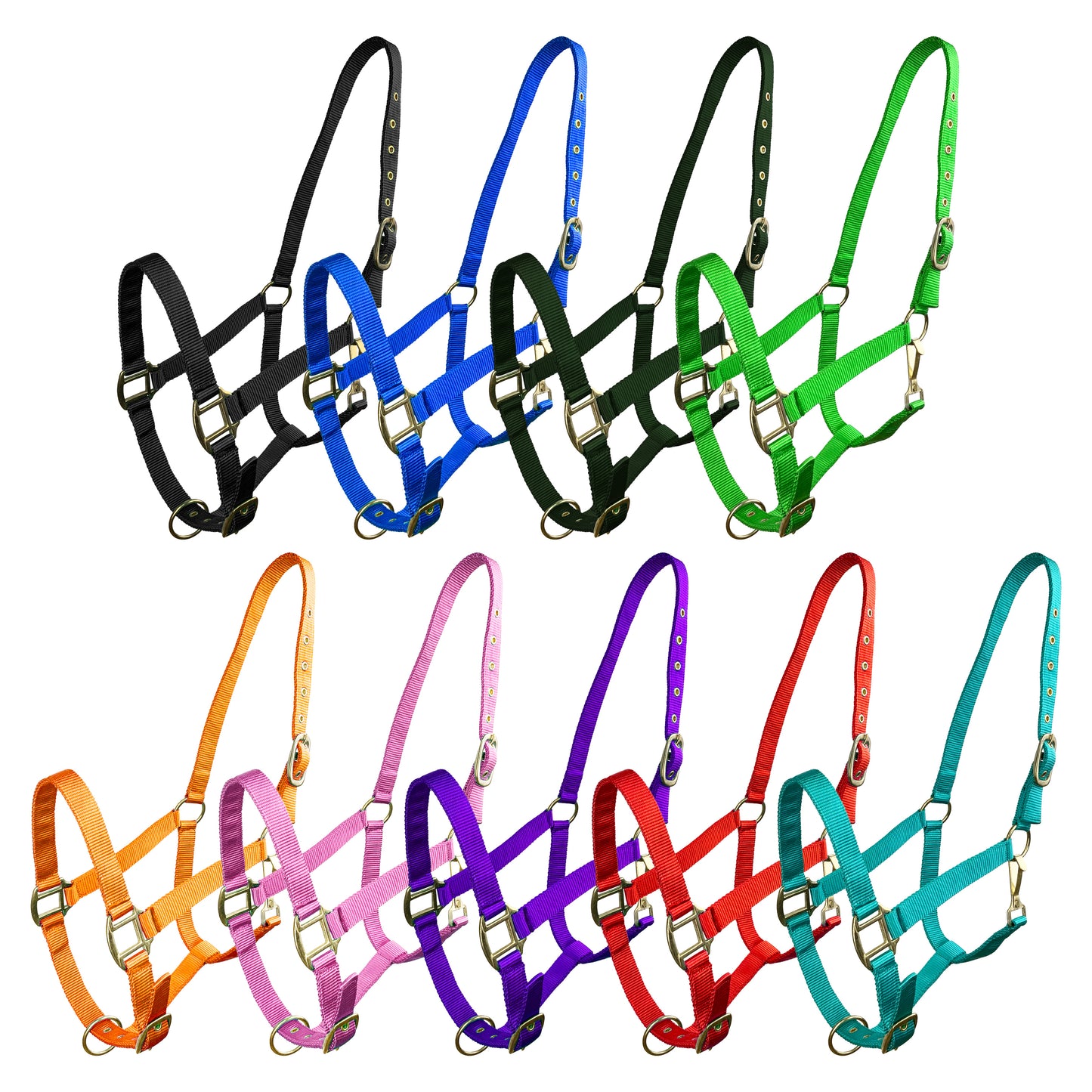 Horse Size Triple Ply Nylon Halter with Brass Hardware 6634H