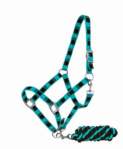 3Ply Nylon Average Adjustable Horse Halter with Cotton Lead 6638