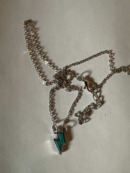 Silver & Turquoise Lightning Bolt