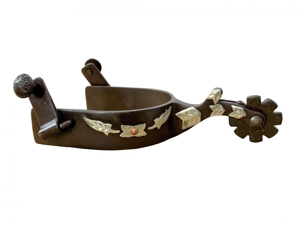Showman men's size antique brown show spur with silver southwest design 95027