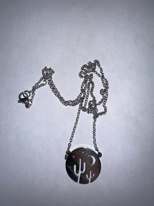 Cactus Moon Silver Necklace