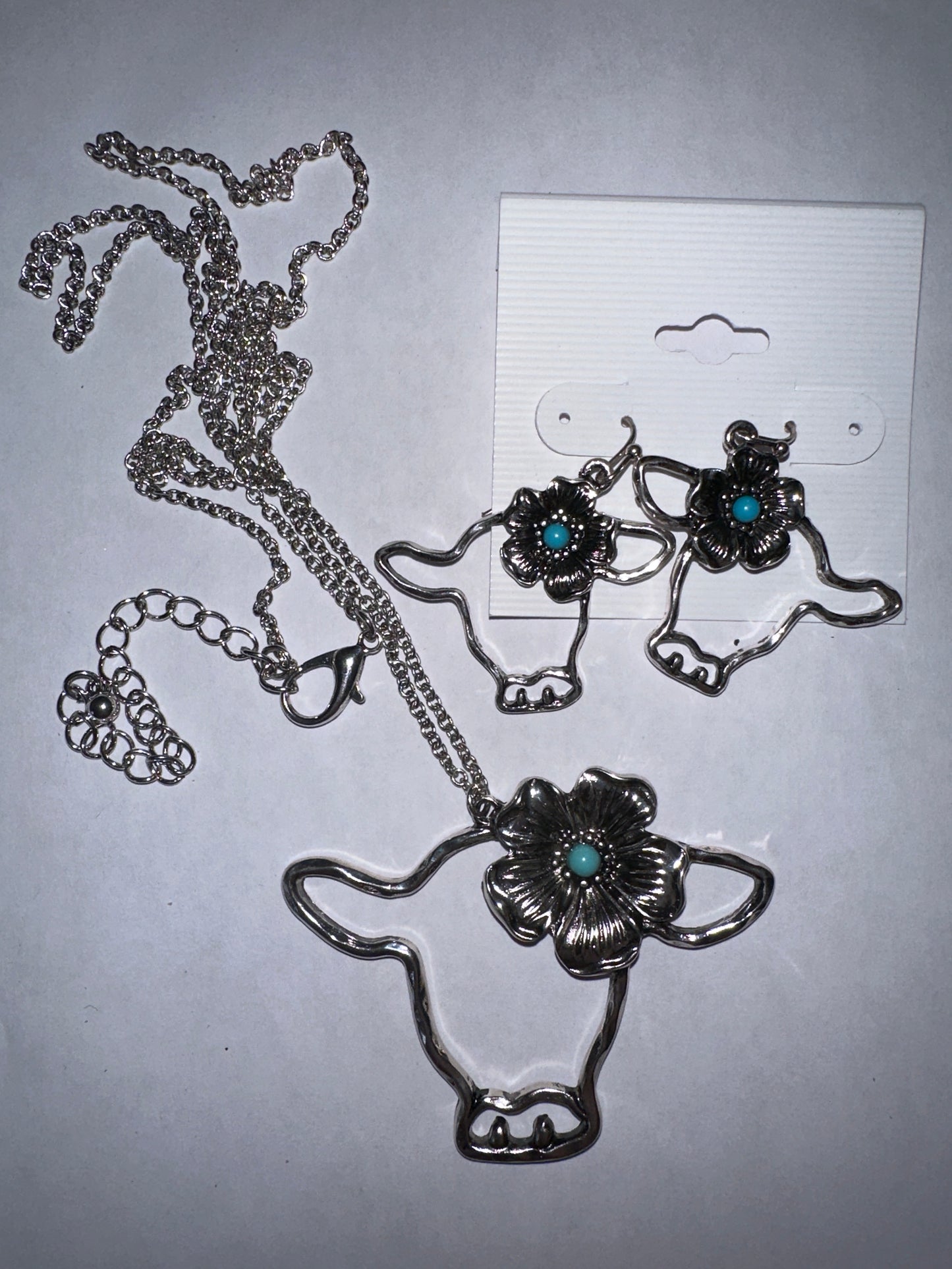 Flower Cow Necklace & Earring Set