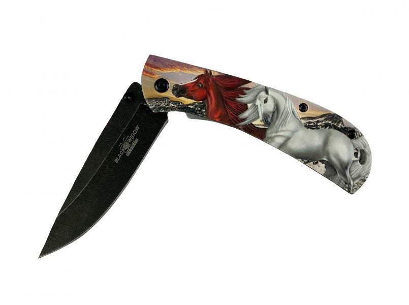 8" Horse Printed Tactical Knife with Clip DF-9046-1