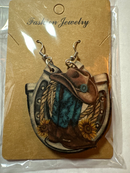 Horseshoe Boot & Hat Earrings