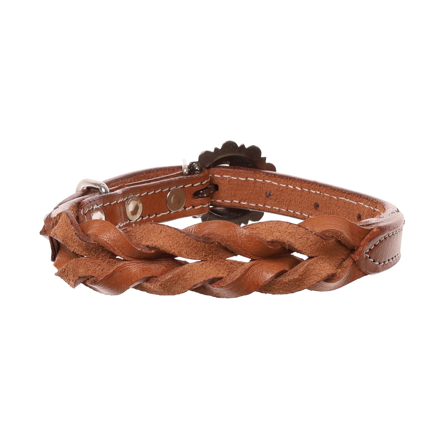 Showman Twist Braid Leather Dog Collar DC-54