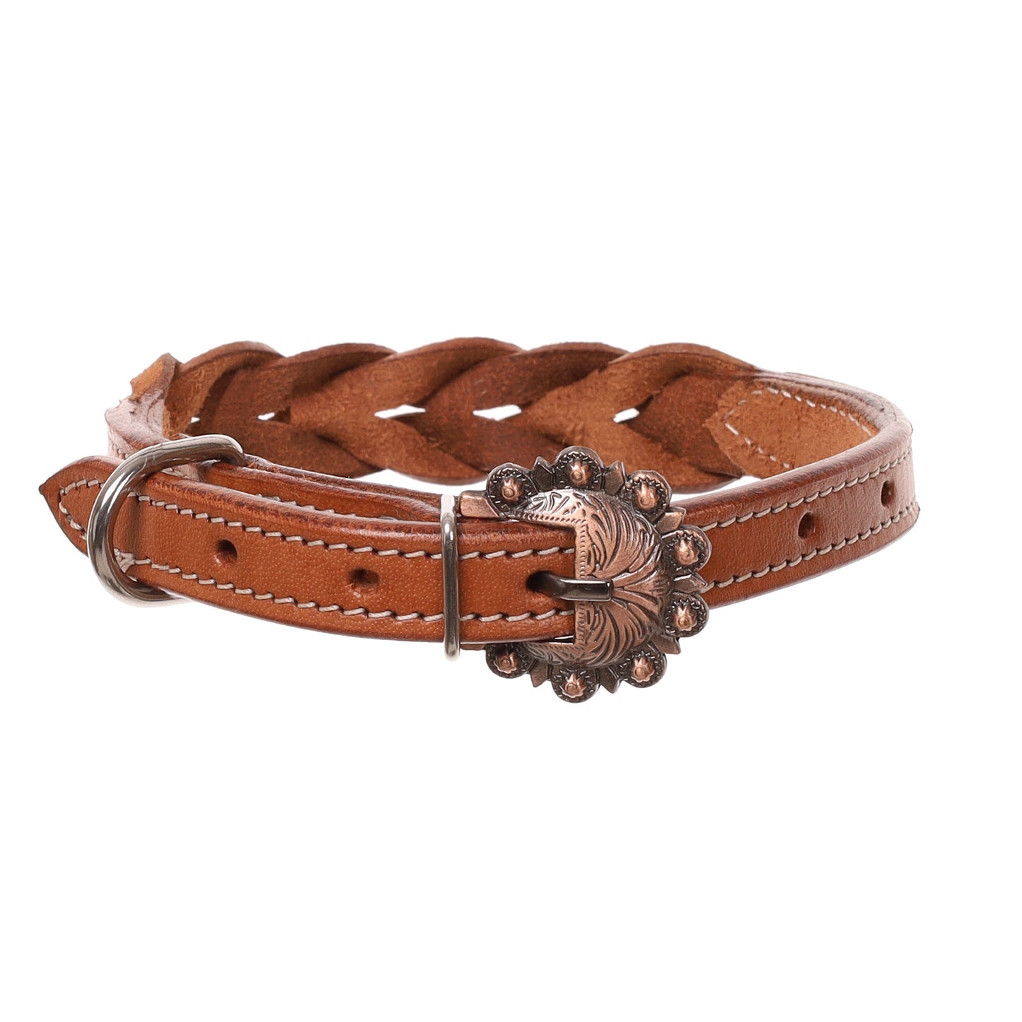 Showman Twist Braid Leather Dog Collar DC-54