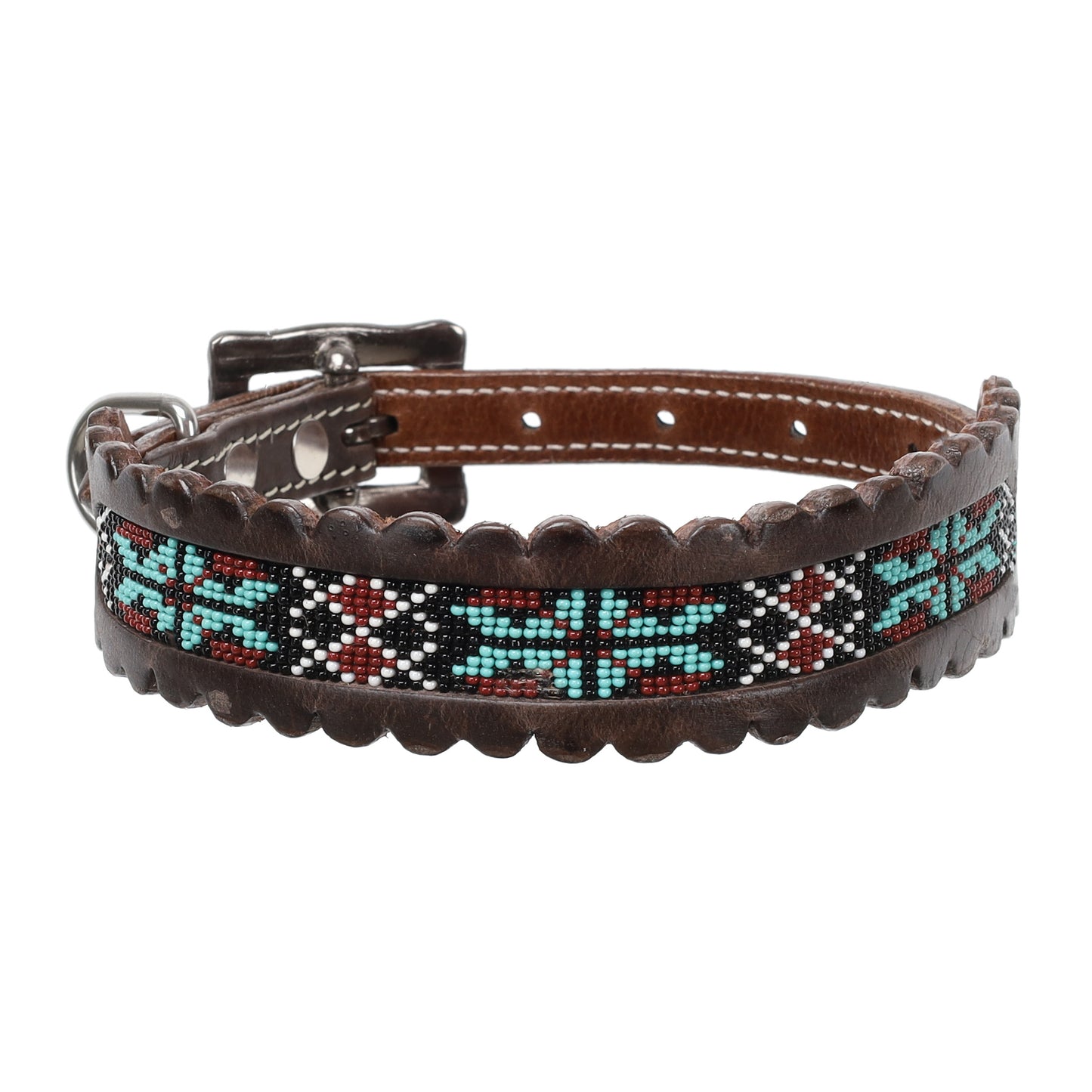 Showman Aztec Fusion Beaded Leather Dog Collar DC-56