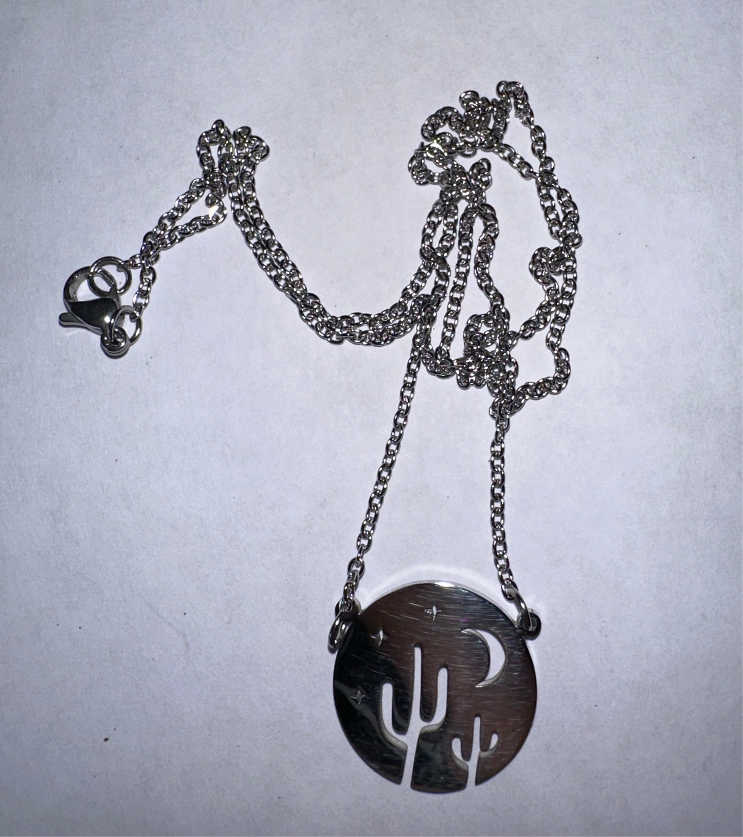 Cactus Moon Silver Necklace
