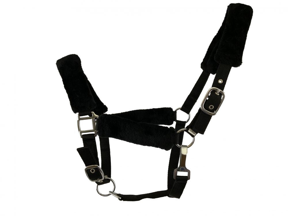 Fleece Covered Nylon halter with crown adjustment and throat snap 6669X