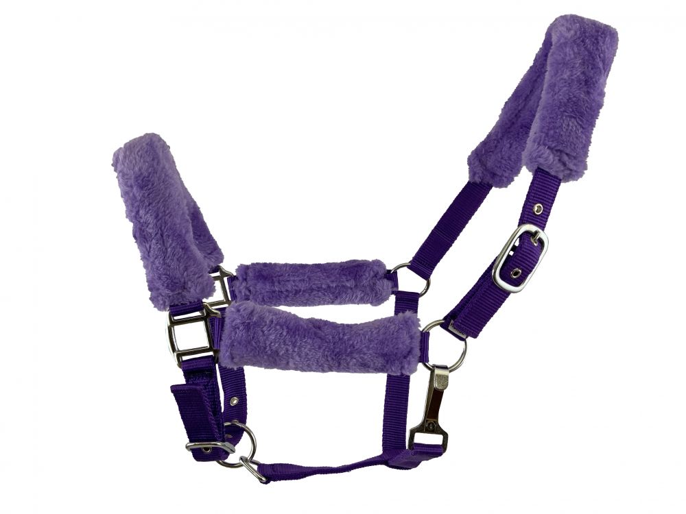 Fleece Covered Nylon halter with crown adjustment and throat snap 6669X