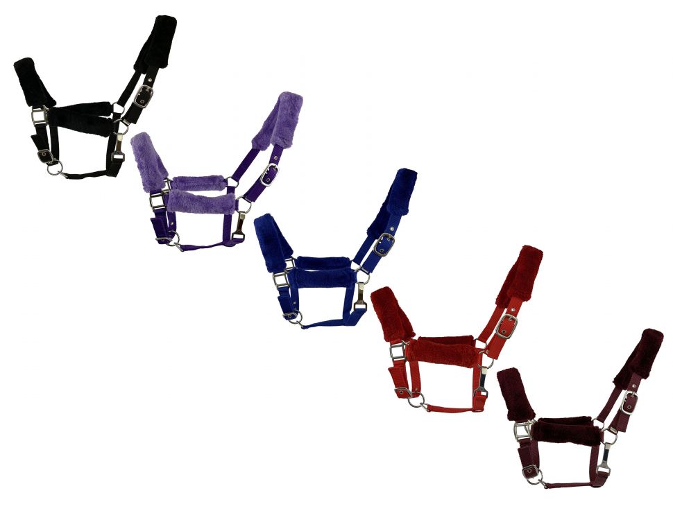 Fleece Covered Nylon halter with crown adjustment and throat snap 6669X