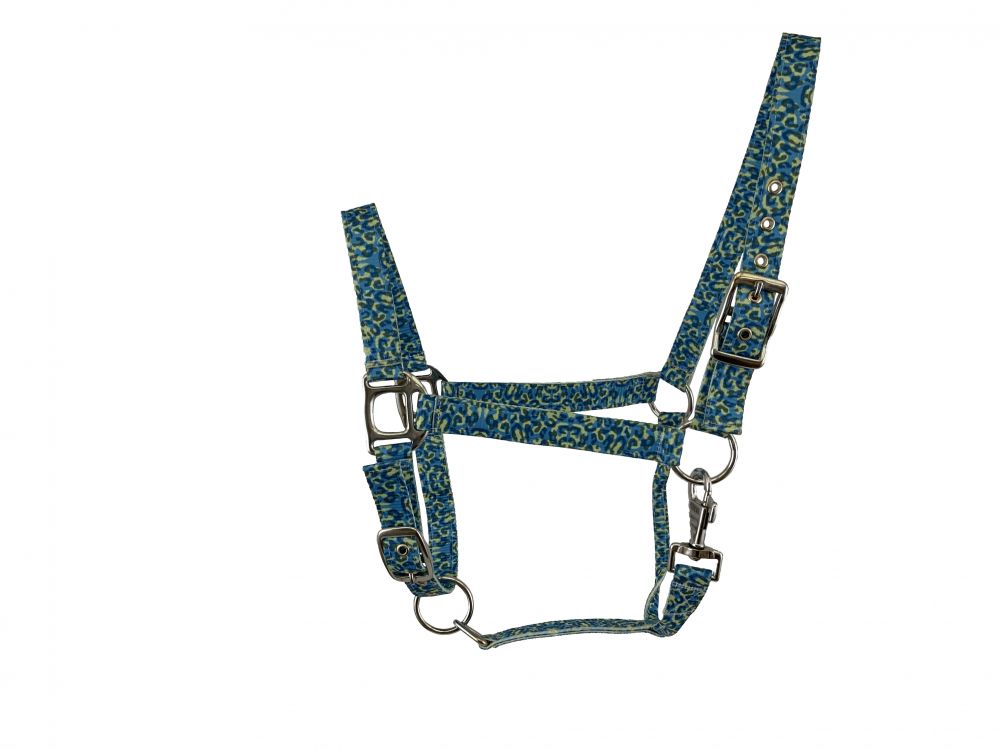 2ply Nylon Horse Sized Halter with Cheetah print design 6641
