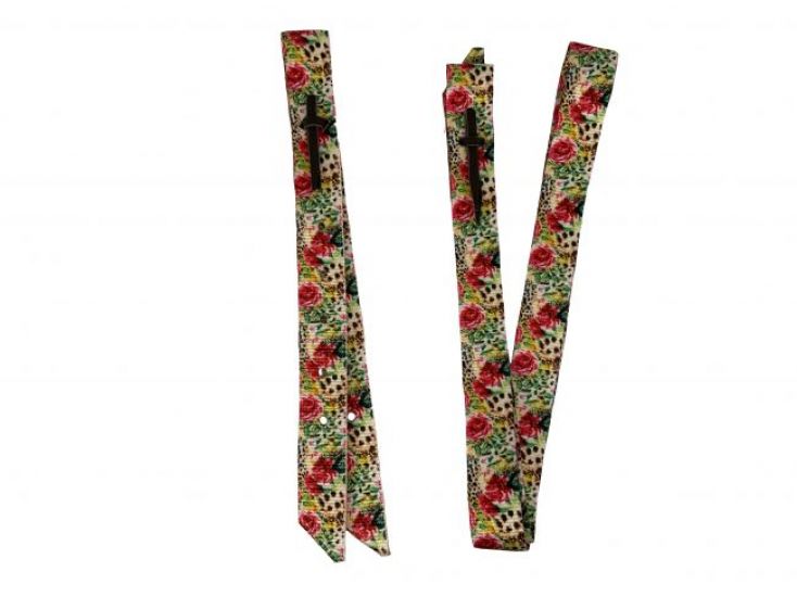 Showman Premium Quality Cheetah and Floral Print Nylon tie strap and Off Billet set 177687