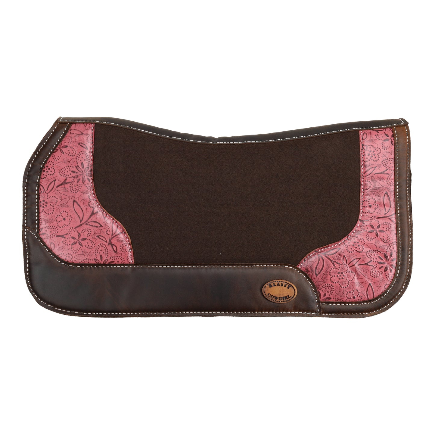 Klassy Cowgirl 28" x 30" Pink Prairie Contoured Felt Saddle Pad KC-3932
