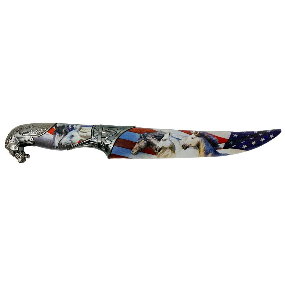 Stars and Stripes Horse Head Fixed Blade Dagger KN-1983