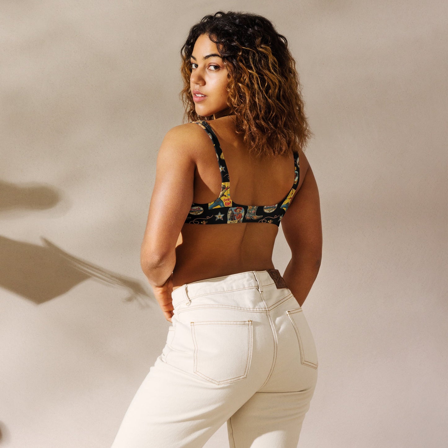 Yeehaw Vintage Cowgirl Collage Bikini Top